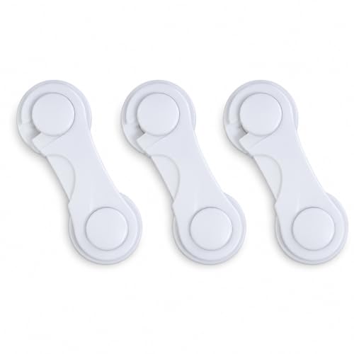 Image of MAPPERZ Cabinet Door Locks for Baby Safety Proofing, Door Locks with Adhesive, for Drawer Cupboards Fridge Oven Closet & Pantry, Childproof Latch for Protecting Kids Toddler and Infant, Pack of 3
