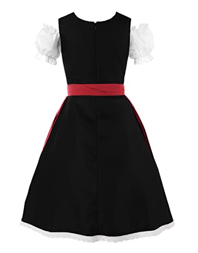 ReliBeauty Dirndl Dresses Women Traditional Oktoberfest Costume 2 Piece Red2