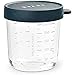BÉABA Tarros de Conservación para Bebé, Tupper en Cristal, Resistente al calor, Recipientes para guardar la comida de Bebé, Con indicador de cantidad, 1x 250ml, Azul Oscoro