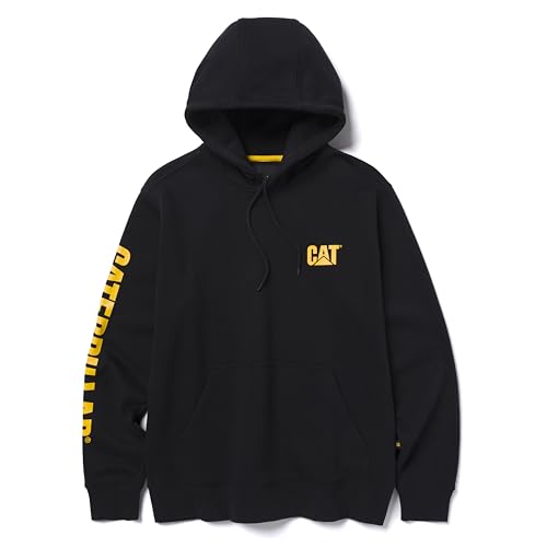 CAT Caterpillar Mens Trademark Banner Hoodie Sweatshirt Regular and Big & Tall Black Yellow 4X-Large