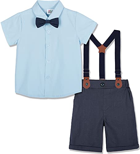 A&J DESIGN First Birthday Outfit for Boy 12-18 Months Baby Suspenders Suit Blue