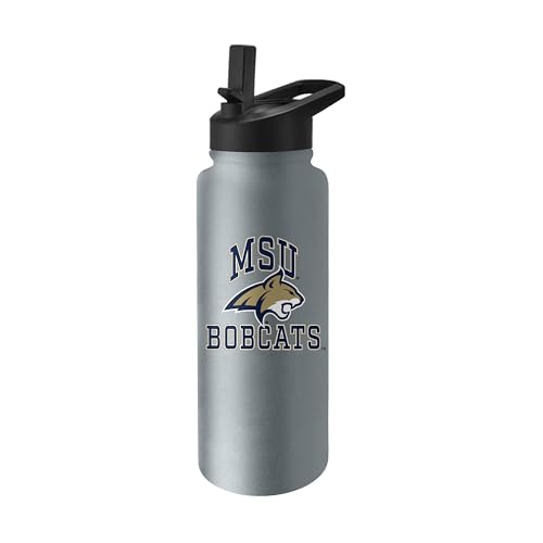 Image of Logo Brands NCAA Montana State Bobcats Athletic 34 oz Stainless Steel Quencher Bottle - Double-Wall Insulated, No-Spill Lid, Easy Carry Handle - Keeps Drinks Cold For Hours