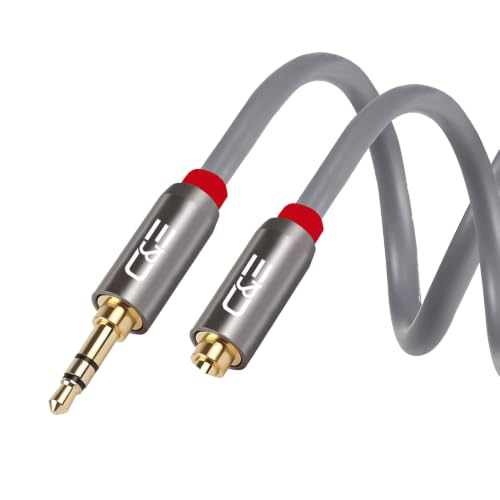 Image of C&E CNE62656 15 FT(4.5 M) 3.5mm Aux Male to Female Extension Stereo Audio Cable Grey (15 Feet /4.5 Meters) Compatible for iPhone, iPad or Smartphones, Tablets, Media Players (4 Pack)