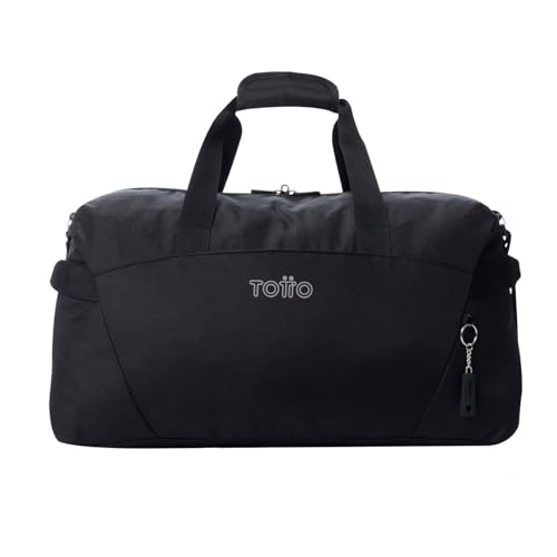 TOTTO - Bolsa de Deporte, Modelo Active Pro M, Medidas 64 x 30 x 22 cm, Capacidad 35 L, Asa de Mano, Correa Ajustable Hombro, Argollas para Candado en Cremallera Principal, Color Negro