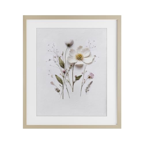 Affiche encadrée fleurs pressées blanche déco murale salon Stupell Industries 40x33 cm