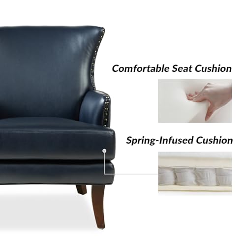 Sillón con brazos piel sintética azul marino miniatura 5