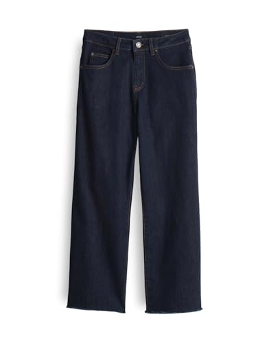 OPUS Damen Wide | Wide Cropped Jeans MOMITO Mid Rise mit Fransen Rinsed...