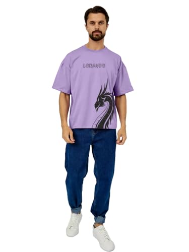 Image of LEOTUDE Men's Cottonblend Oversized Round Neck T-Shirt | T Shirt for Man