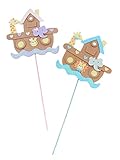 Zoeartcrafts Noah's Ark cake topper centerpieces - For boys and girls - Blue and purple- Party decor, baby shower, baby party, baptism (Blue)