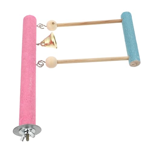POPETPOP 1Set Educational Swing for Birds Hanging Pet for Parrots Durable Wooden Bird Standing Perch Natural Chewing Play Equipment for Birds