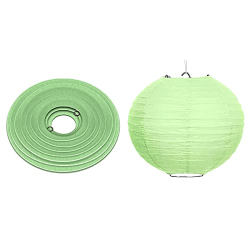 WIRESTER 5 Pack Lanterns (6 Inch) Tissue Paper Decorations for Wedding, Party, Birthday, Baby Shower - Light Green