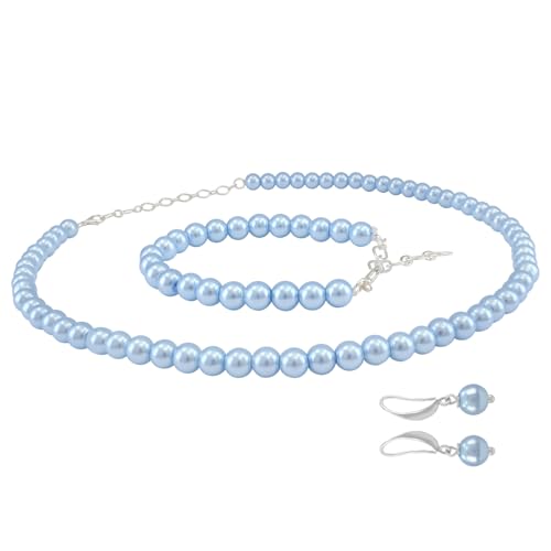 Image of JFL Combo Imitation 6mm Round Pearl Necklace Set Moti Mala Pearl Set With Earrings,Bracelet Handcrafted Jewellery for Less