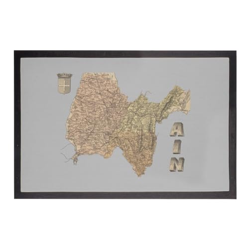 Paillasson Gris Ain 01 Tapis d'entrée Bourg-en-Bresse Carte Ancienne Rhône-Alpes 75x50cm