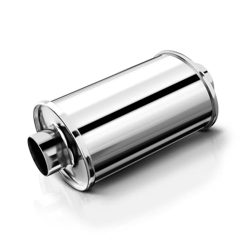 HILMITILE Resonator, 3'' Inlet & Outlet Ultra Quiet Resonator, 304 Stainless Steel Vibrant Resonator, Performance Exhaust Muffler