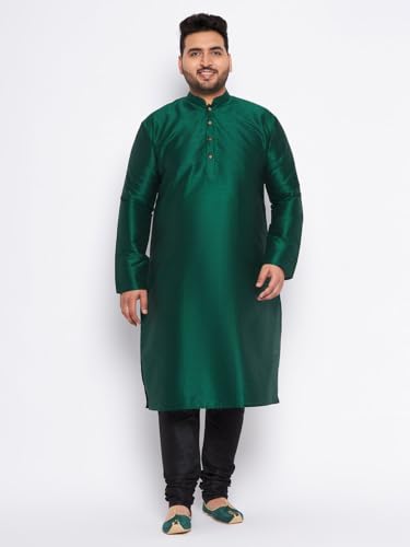Image of Vastramay Plus Men's White Silk Blend Kurta Pyjama Set VPLUSMKWH001nPBL 44 | Independence Day