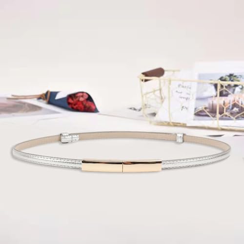 Women Faux Leather Belt Thin Adjustable Design Snap Button4