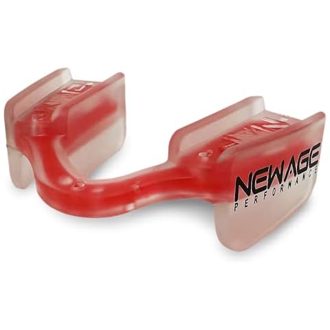 New Age Performance 6DS Low Profile Mouthpiece for High-Intensity Interval Training (HIIT) and Cross Fitness, Increase Strength & Endurance, Faster Recovery, Thin Weightlifting Mouthpiece, Color Red Cover