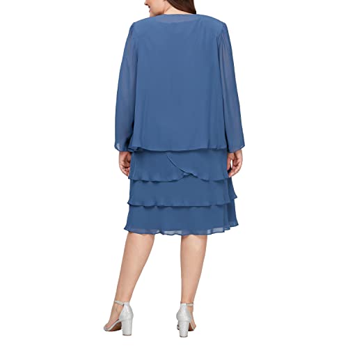 Image of S.L. Fashions Women's Mother of The Bride Tiered Jacket Dress with Shoulder Embellishment