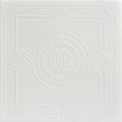 À LA MAISON CEILINGS R30 Kensington Gardens Foam Glue-Up Ceiling Tile (21.6 Sq. Ft./Case), Pack of 8, Dove White