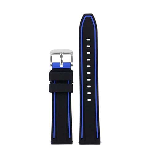 Silicone Sport Strap Compatible With Omega X Compatible With Swatch Moonswatch Quick Release Watch Band(Black blue silver)