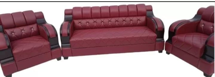 Image of A to Z Furniture Classic 3+1+1=5 Seater Sofa Set Luxury Chesterfield Sofa in for Home Living Room & Office (Cherry)