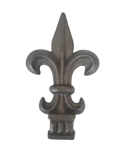 Image of Cast Iron Fence Finials, Multiple Decorative Styles & Sizes, 1 /2 inch to 1 inch Inch Square and Round Spears, Fleur de Lis Design (1 /2 inch Fleur De Lis SQ, 10)