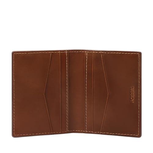 Image of Fossil Wallet for Men, Hayes Leather Card Case; Men's Bifold Leather Wallet, Brown