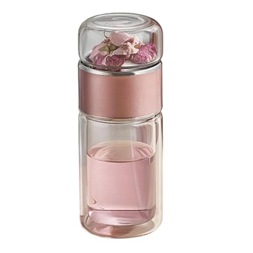 Infusifie Infuseur à thé en verre 280/350/420 ml Bouteille à thé isotherme double couche Séparation de l'eau et du thé Bouteille à thé Portable de voyage avec...