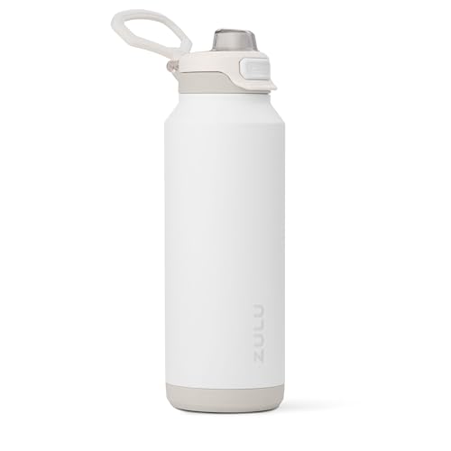 Image of ZULU Powerfill Pro 40oz Stainless Steel Water Bottle with Quick Fill Lid, Triple Walled Vacuum Insulated Metal, Leak Proof Locking Lid, Sip and Chug, Reusable BPA Free, White