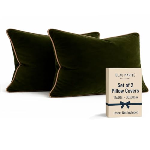 Blau Marité 2 Pack Polyester Decorative Throw Pillow Covers, 12"x20",