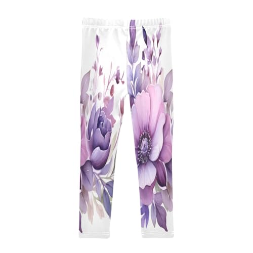 Toddler Girls Leggings Printed Yoga Pants Leggings Purple Flower for Kids2