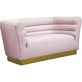 Meridian Furniture Bellini Solid Wood and Velvet Loveseat in Pink