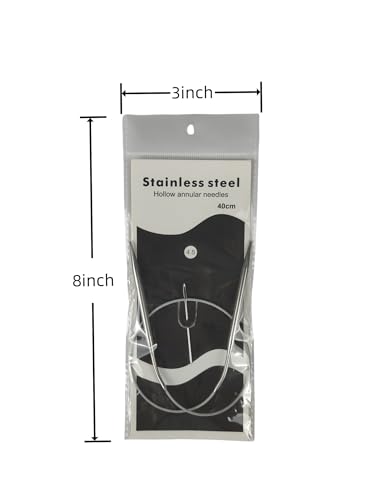 Image of Size 7 Stainless Steel Circular Knitting Needles 16 Inch 4.5 mm Set Round Metal (Silver, 16 inch-7-(4.5mm))