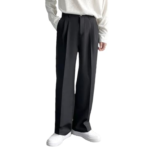 Men Draped Straight Pants Business Korean Loose Casual White Black Gray Wide-Leg Trousers Blazer Suit Pants