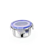 neelam Stainless Steel 26 Gauge, Leak Lock Container with Plastic Lid, Utility Canisters, Storage Containers, Ideal for Storing Food,Perfect for Daily Uses, Durable & Elegant Storage, 200 ml