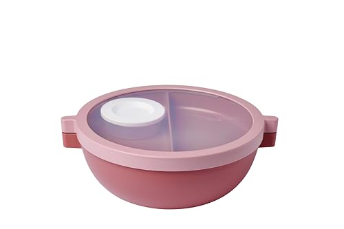 Mepal - Fiambrera bento Vita - Fiambrera con compartimentos - Recipiente adicional con tapa, recipiente para aliño y bandeja - Bento box - Bol para ensaladas - Vivid mauve