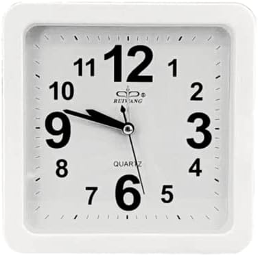 BuyinMo 6 Inch Simple Small Bedroom Bedside Student Office Desk Clock, Battery Operated Travel Kids Alarm Clock, Silent No Ticking Analog Quartz Kitchen Living Room Decorative Wall Clock-White