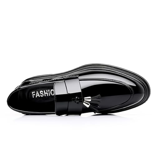 Men's Trendy Tassels Patent Leather Loafers Slip-On Business Casual Dress Shoes Elegant Luxury Penny Shoes3