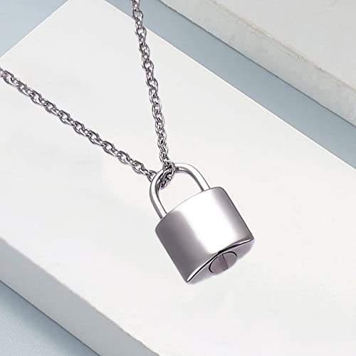 DYNWAVE Colar de Urna de Cremação de Cadeado Fofo Joias de Joias de aço Inoxidável Charme Trava Ping