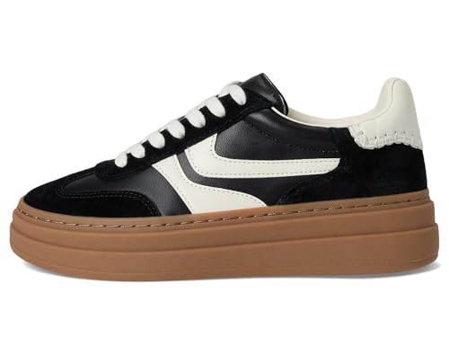 Steve Madden Women's Dodge Sneaker, Black/White, 8