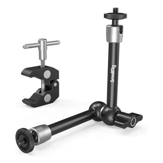 SmallRig Clamp w/ 1/4" and 3/8" Thread and 9.8 Inches Adjustable Friction Power Articulating Magic Arm with 1/4" Thread Screw for LCD Monitor/LED Lights - KBUM2732B