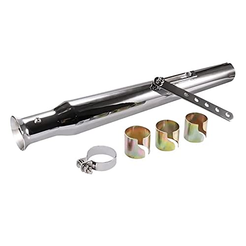 Motorcycle General Purpose 9 Trumpet Slip-on Muffler, Silencer, Inner Diameter: 1.4 - 1.8 inches (36 - 45 mm), Total Length: 21.7 inches (550 mm), American Classic, Black, Silver, Black, Plated,