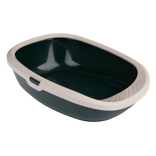 kooa - Schalentoilette für Katzen | aus 100% recyceltem Plastik | tiefer Einstieg | Löcher im Rand zum Streu-Abstreifen | Maße: 53 x 41 x 16 cm