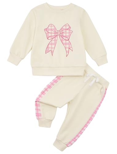 Image of Toddler Baby Boy Girl Clothes with Pockets 2PC Long Sleeve Pullover Sweatshirt and Pants Infant Fall Winter Outfit
