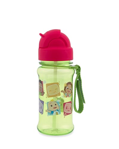 Skip Hop x CoComelon Toddler Sippy Cup with Straw Holds 12oz. BPA-Free & PVC-Free Tritan Renew Kids Reusable Water Bottle with Flip Straw & Grab-Strap Age 12m+
