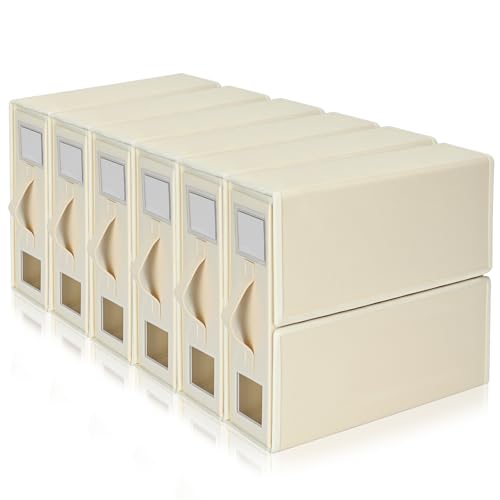 Boic 6 Stück Bettwäsche Organizer Faltbarer Bettwäsche Aufbewahrungbox Schubladen Aufbewahrungsbox Mit Etikett Linen Bed Sheet Organiser Box Für Bettdeckenbezüge Kissenbezüge (Beige)