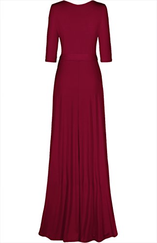 Image of Women's 3 /4 Sleeve Deep V-Neck Maxi Faux Wrap Solid Plus Size Dress
