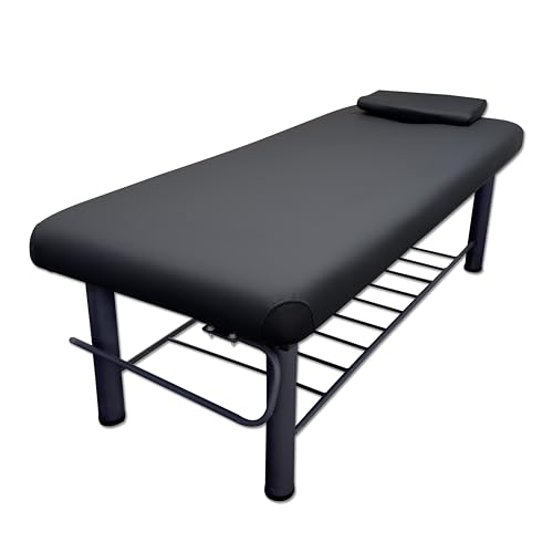 TOA Stationary Table Metal Beauty Spa Tattoo Professional Massage Bed with Open Storage Tray