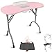 Beltom® Tavolo Manicure Professionale Pieghevole con ASPIRATORE, Cuscino POGGIAPOLSI E Borsa - PESA Solo 12 kg - Dimensioni 98x44x77 CM - RICOSTRUZIONE Unghie Estetista Nail Art ONICOTECNICA - Rosa