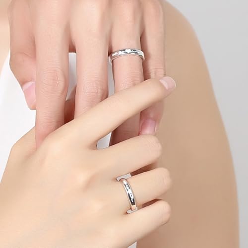 Alliance Couple Argent Mariage Électrocardiogramme bague réglable le cadeau romantique idéal